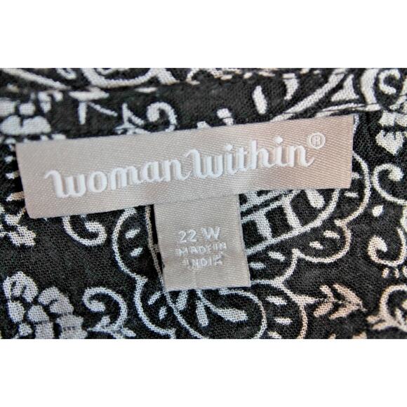 Woman Within Dress Midi Womens size 22W Black Paisley Pleated Pockets - Picture 5 of 7